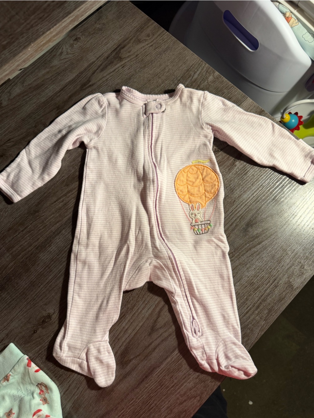 Carter's Light Lavender Footed One-Piece with Bunny & Air Balloon